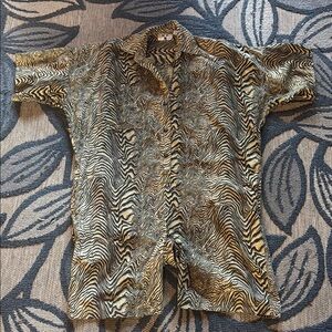 Vintage Viewpoint by Gottex cotton jumpsuit romper Zebra Print Medium